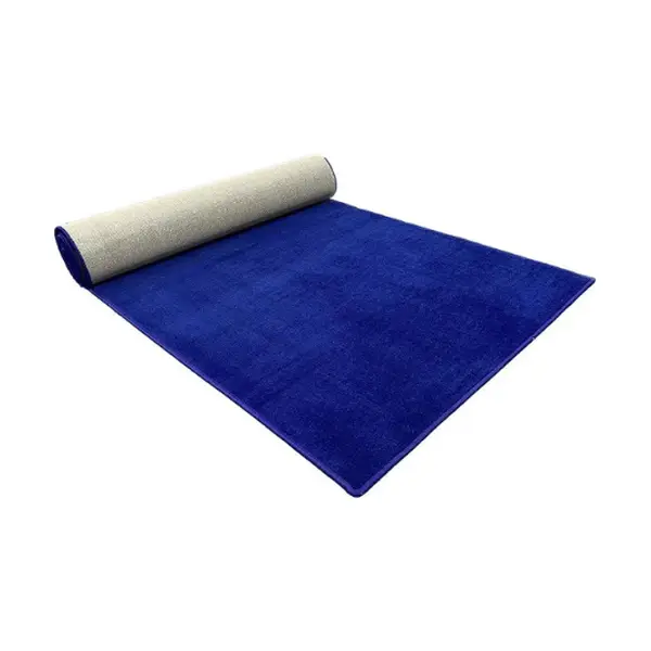 Blue carpet runner rolled out flat