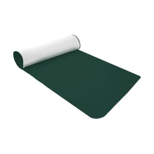 Green carpet runner rolled out flat