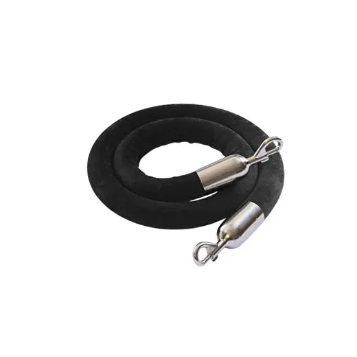 Black velvet stanchion rope with polished hook ends