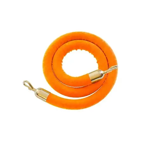 Orange velvet rope with polished hook ends