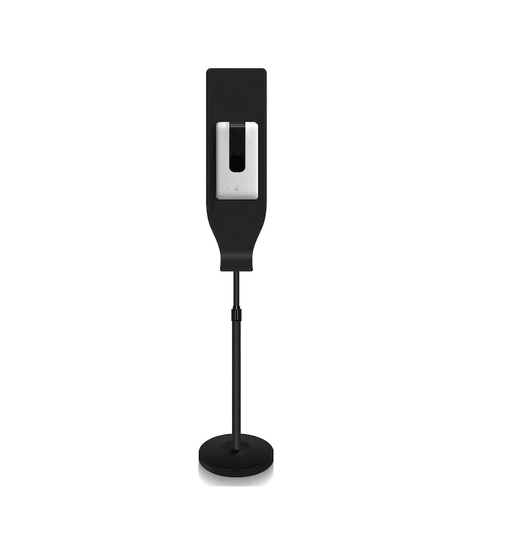 Freestanding sanitizer dispenser stand at an event entrance
